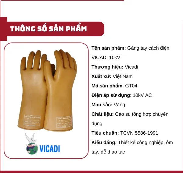 Găng tay cách điện VICADI 10kV