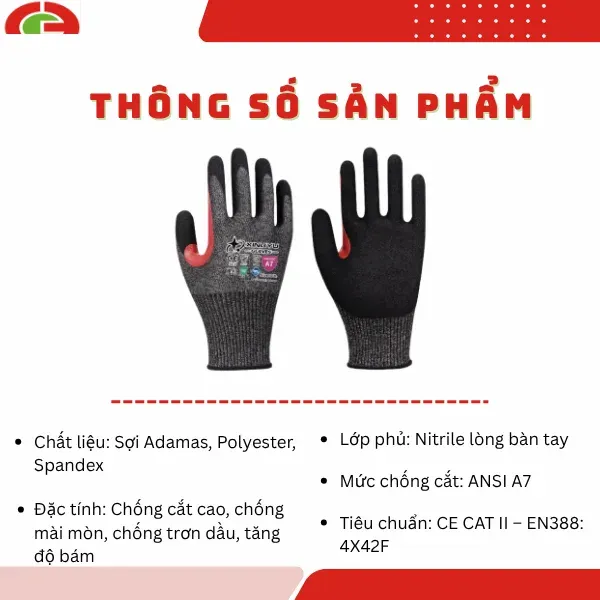 Găng tay chống cắt Nitrile Sandy GMG AS1307