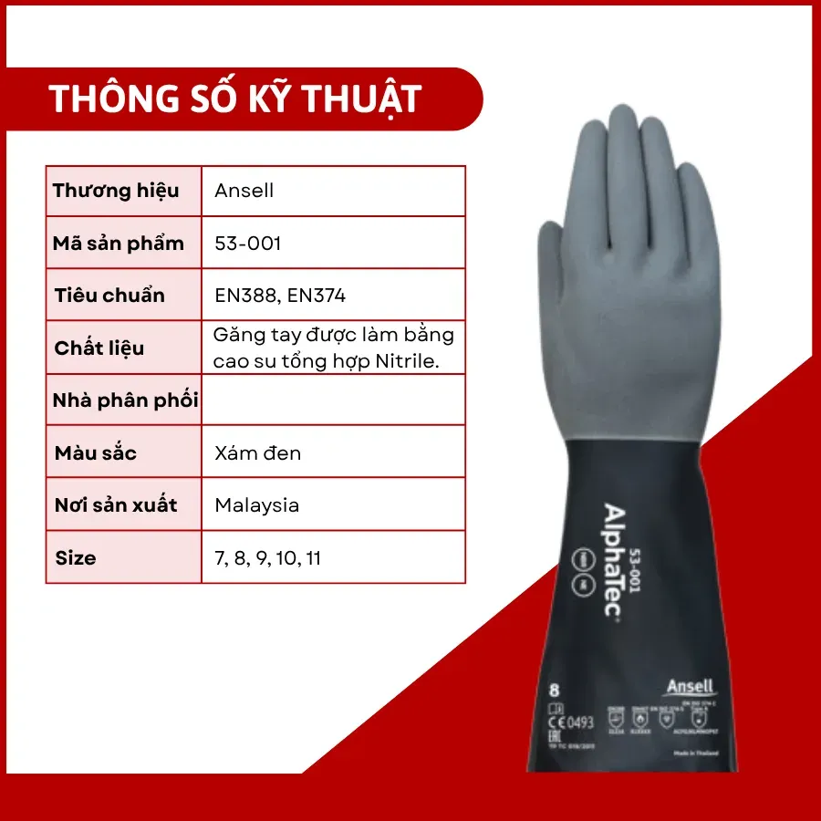 Găng tay chống hóa chất nhiều lớp AlphaTec 53-001 ANSELL
