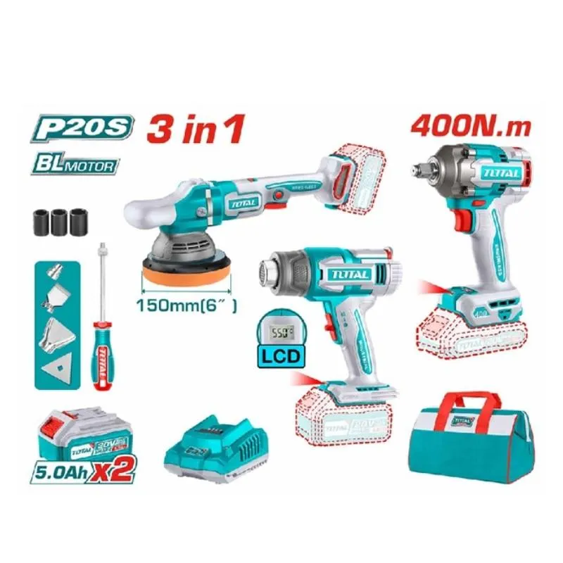 Combo máy thổi nhiệt TBLI2003, máy đánh bóng TAPLI2015 & máy siết bulong TIWLI20401 Tatol TOSLI240863tol