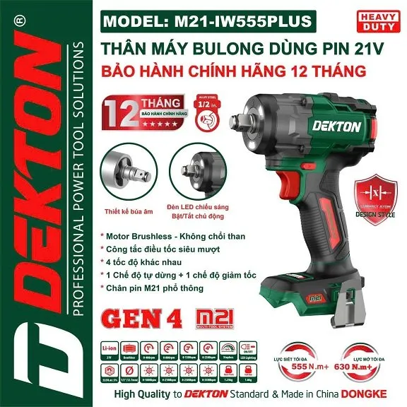 Máy siết mở bulong Dekton M21-IW555PLUS