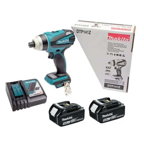 Máy bắn vít chuyên vít pin Makita DTP141RTE có khả năng khoan thép (8mm), gỗ (21mm), và bê tông (10mm) dễ dàng