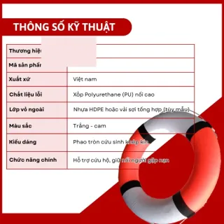 Phao bơi cứu hộ bằng xốp trắng cam PCH-02