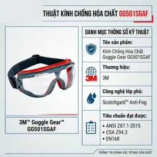 Kính Chống Hóa Chất Goggle Gear GG501SGAF