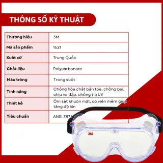 Kính bảo hộ chống hóa chất 3M 1621