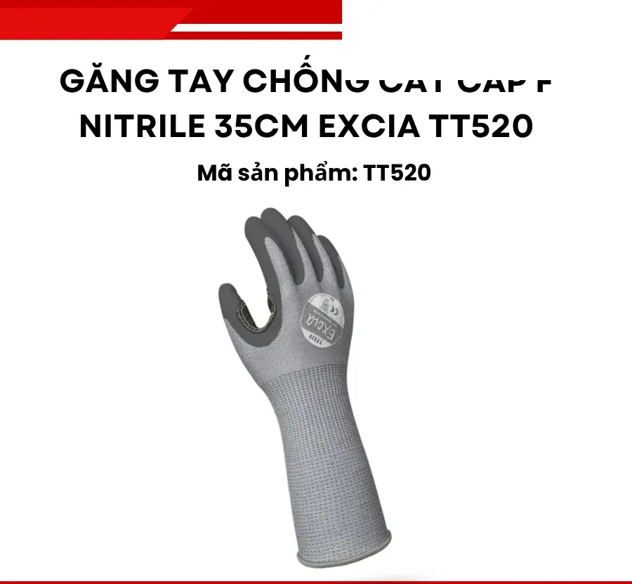 Găng tay chống cắt cấp F Nitrile 35cm EXCIA TT520