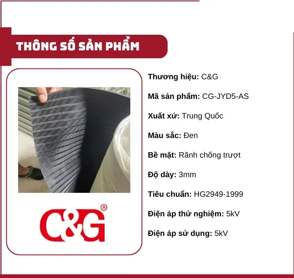 Thảm cách điện CG-JYD 5kV mặt rãnh