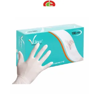 Găng tay y tế có bột VGlove 24cm màu trắng
