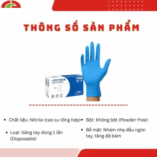 Găng tay nitrile dùng 1 lần màu xanh WALDB