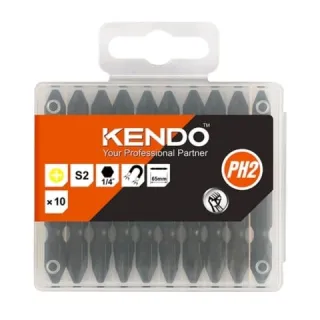 Mũi vít bake 2 đầu bằng thép S2 PH2×65mm Kendo 23230532