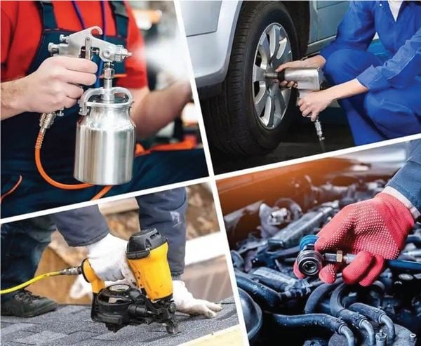 Máy nén khí không dầu Osaka SK1808*2-50L Trang bị công suất 1080*2W. Mô tơ dây đồng 100%